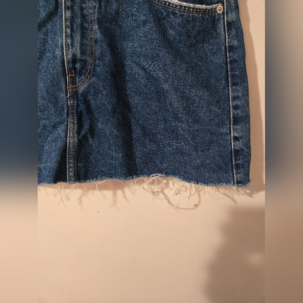 Zara Cutoff Jean Mini Skirt Women Size Medium Distressed Denim - Picture 5 of 5